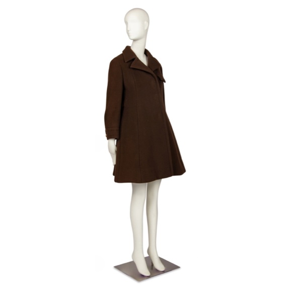 SOLD VINTAGE 1960s James Galanos Brown Wool Peacoat with Gold Hoop Accents - Picture 2 of 4